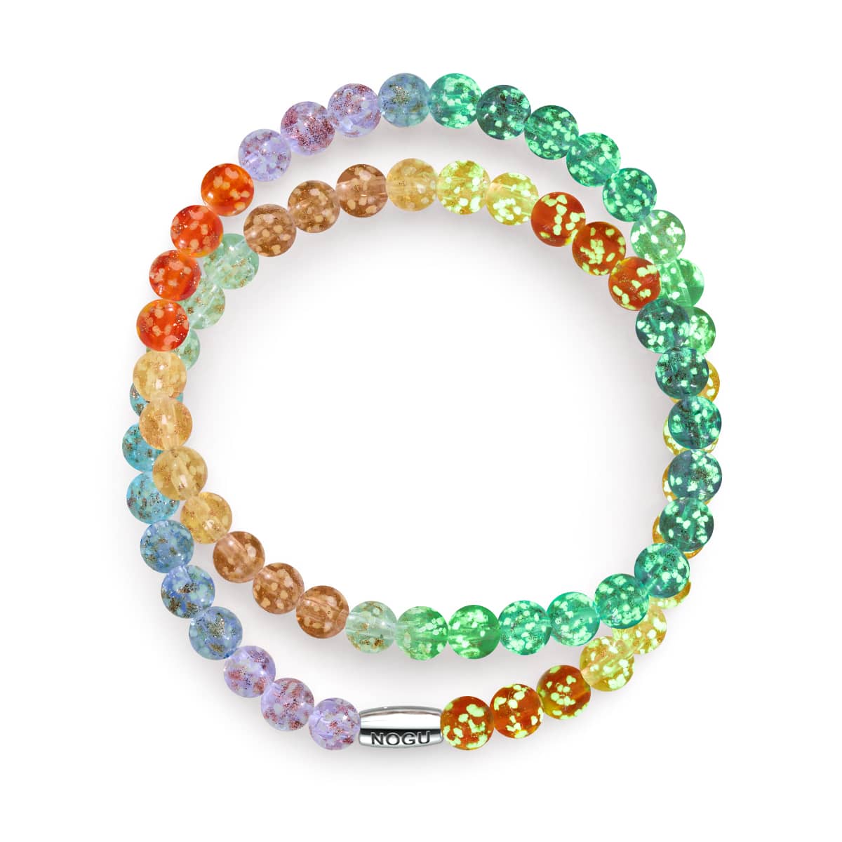Regenbogen-Wrap | 925er Sterlingsilber | Armband aus klarem Glühwürmchenglas